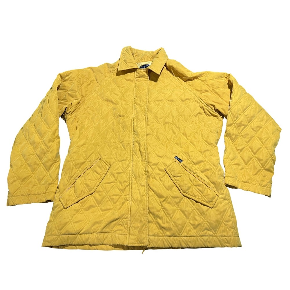 Faconnable Womens‎ Quilted Jacket Mustard Yellow Water Resistant Size S French